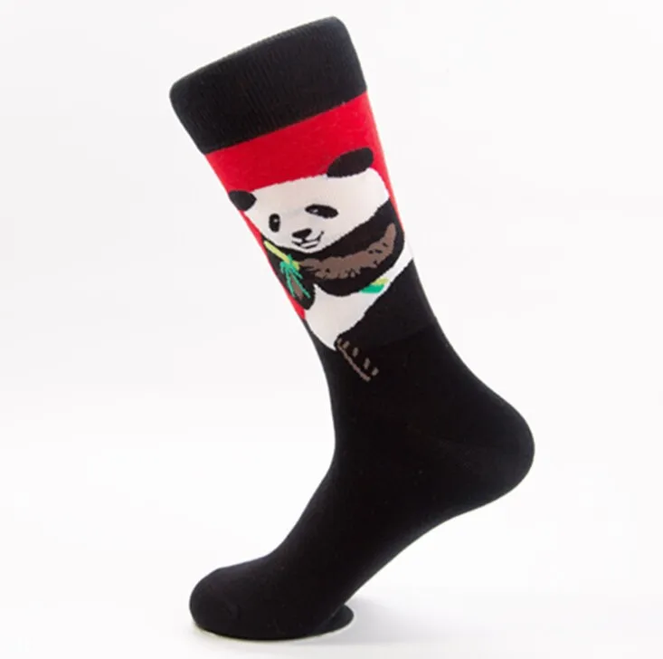 Коричневый Crew Cool Cat Panda Bamboo Animal Premium мужские и женские зимние теплые носки счастливые короткие мужские хлопковые популярные женские AA104 - Цвет: Коричневый