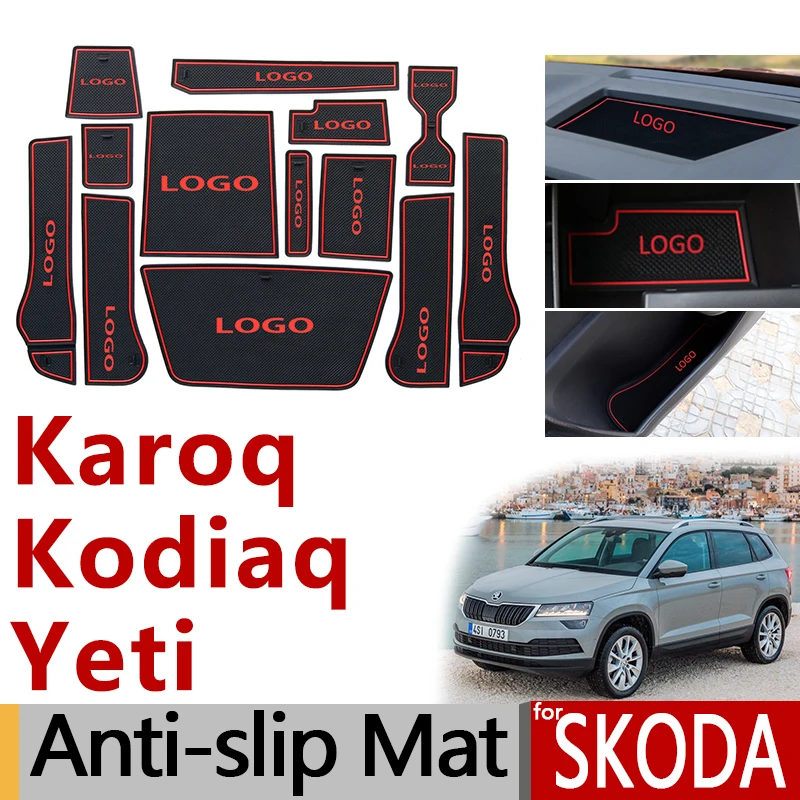 Противоскользящая резиновая ворота Слот Кубок мат для Skoda Yeti Kodiaq Karoq 2010 2011 2012 2013 автомобильные аксессуары наклейки