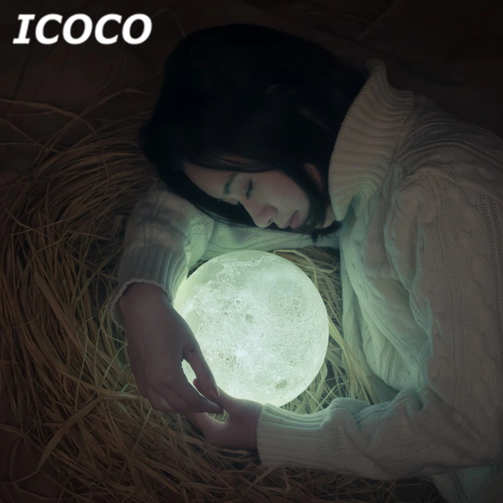 ICOCO 3D принт луна лампа светодиодный лунный сенсорное управление ночник настольная лампа для домашнего декора Прямая горячая распродажа
