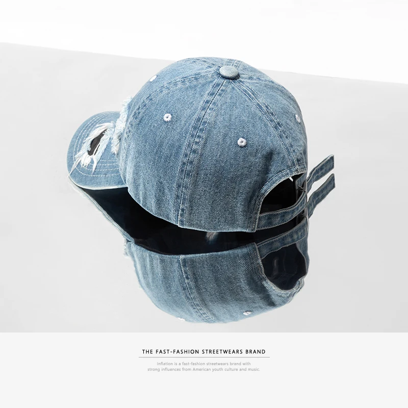 INFLATION Denim рваные поврежденные повседневные бейсболки модная уличная мужская