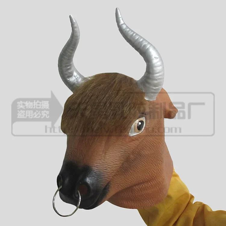 Hot Halloween Party Cosplay Novelty Bull Cow Head Masks Latex Mask Animal Costume Props for Women Men Kids Funny | Дом и сад