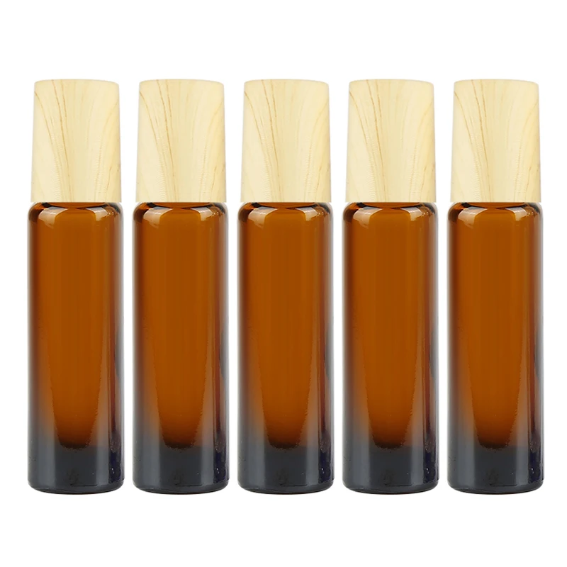 tea color 5 шт. 10 мл портативный Одноцветный стеклянный роллербол эфирные масла бутылки контейнер для распыления путешествия бутылка для многоразового использования прозрачный цвет - Цвет: tea color