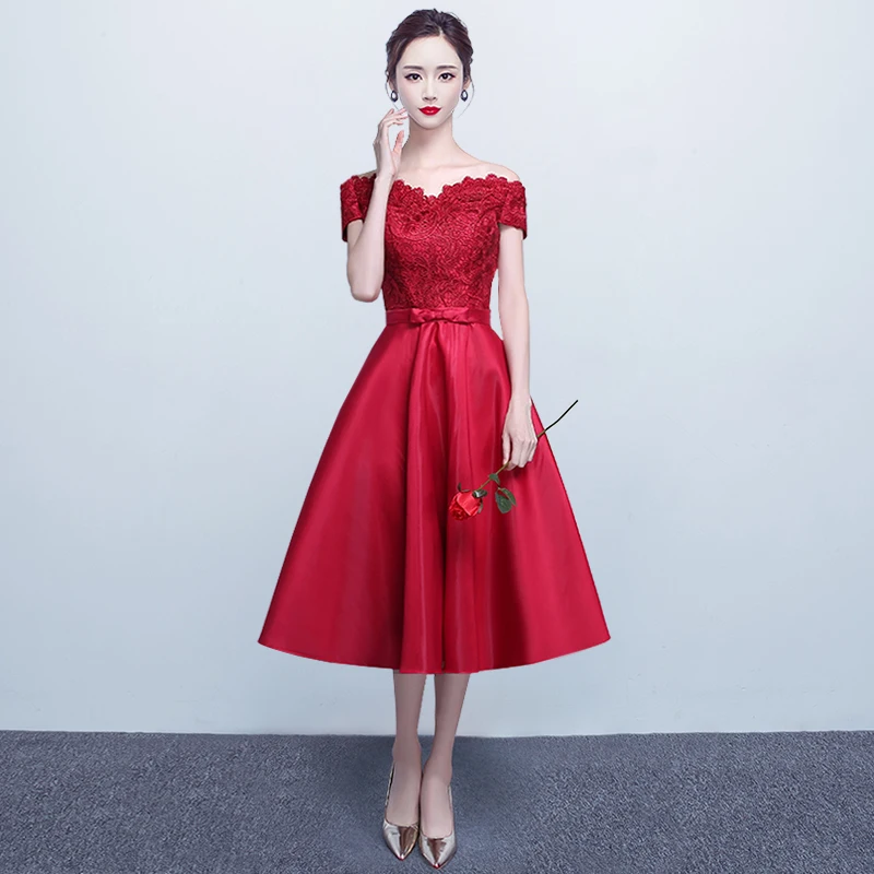 Темно синие платья длиной ниже колена искусственное кружево 2017 вечерние для