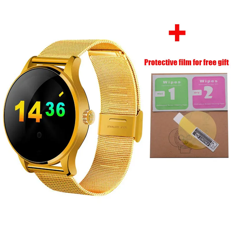 golden metal watch K88H Смарт часы 1,22 дюймов ips круглый экран Поддержка Спорт монитор сердечного ритма Bluetooth SmartWatch для IOS Android - Цвет: golden metal watch