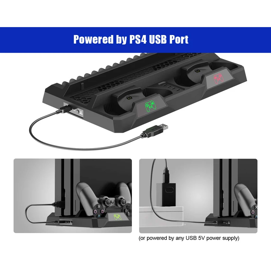 PS4/Pro/Slim консоль подставка охлаждающий вентилятор контроллер зарядное устройство зарядная док-станция игровая станция для хранения 4 шт. 4 аксессуары