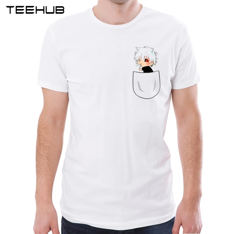 Новое поступление Мужская модная футболка TEEHUB с карманом и принтом Гуль коротким