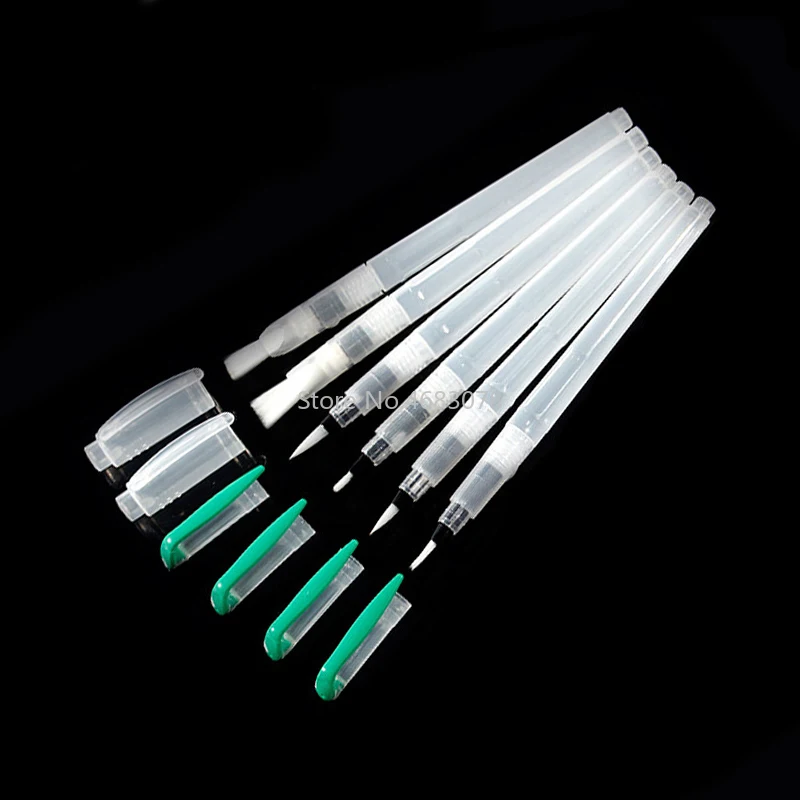 

3/6Pcs New Water Color Capacity Soft Painting Brush Marker Watercolour Drawing Pens Nylon Point Flat Tips Refillable Painting