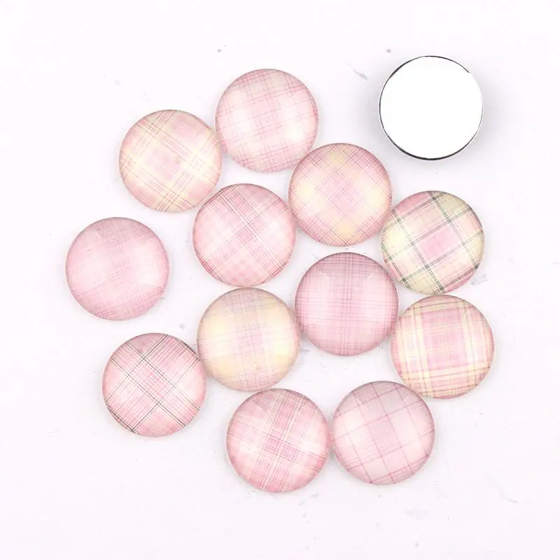 

New Round Lattice Glass Cabochon 10/12/16/18/20/25mm Flatback Dome Cabochon Embellishments Base Setting DIY Accessories Jewelry