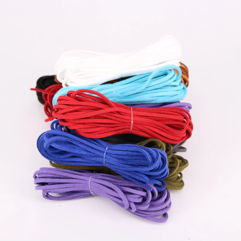 Веревка из искусственной замши черная белая коричневая плоская 5 м 3 мм |