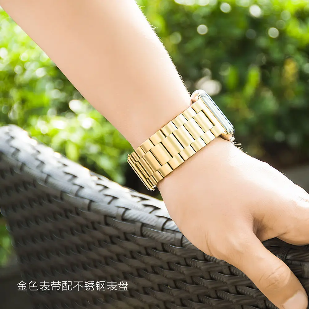 Классический ремешок DAHASE из нержавеющей стали для Apple Watch Series 3 позолоченный чехол