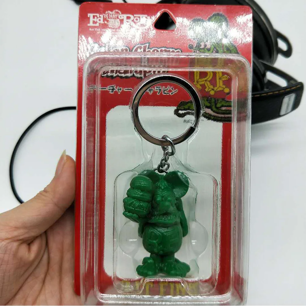 Rat Fink ED Big Daddy Roth Keychain Key Chain Figures Ratfink Doll Key Ring