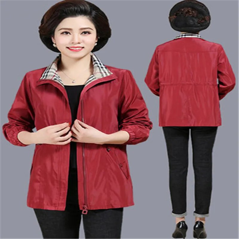 5XL 2019 New middle-aged women's long spring collar large size windbreaker jacket thin section ladies casual 603 | Женская одежда