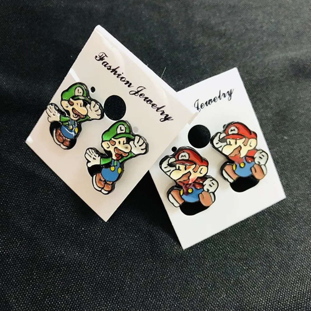 Мультяшные серьги для косплея "Super Mario Bros", милые персонализированные забавные женские серьги-гвоздики для Пирсинга Ушей, бижутерия, аксессуары в подарок