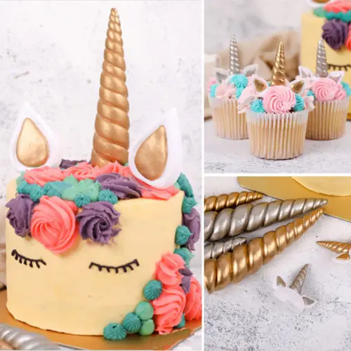 Торт фигурки жениха и невесты Цвета: золотистый серебристый Рог единорога