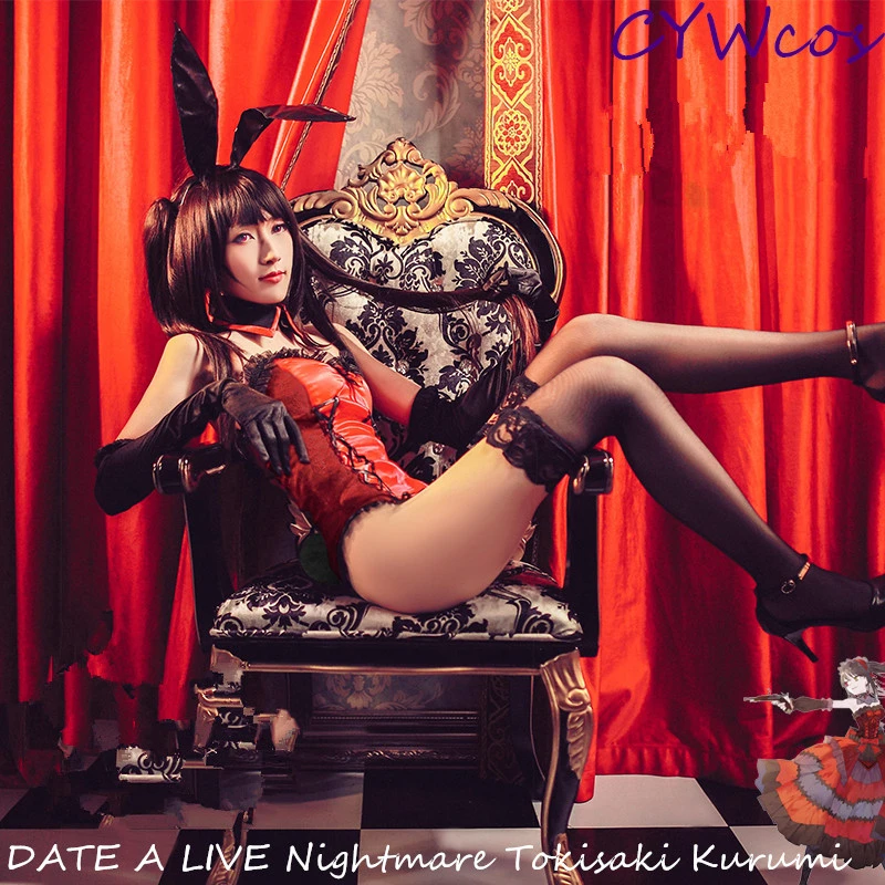 Карнавальный костюм Tokisaki Kurumi с живым кошмаром, женские сексуальные костюмы с кроликом, летние комбинезоны, костюмы на Хэллоуин