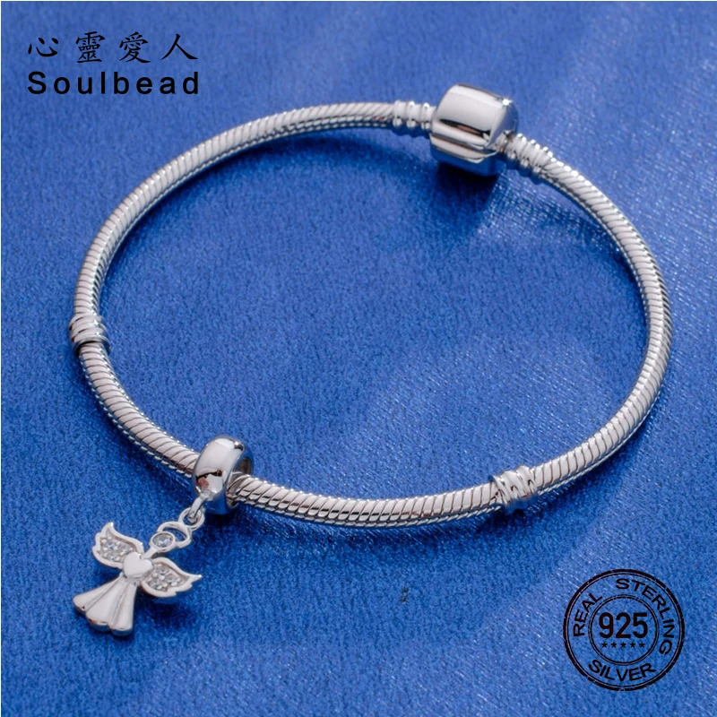 Браслет Pandora из прозрачного кубического циркония с надписью Angel Of Love серебряные