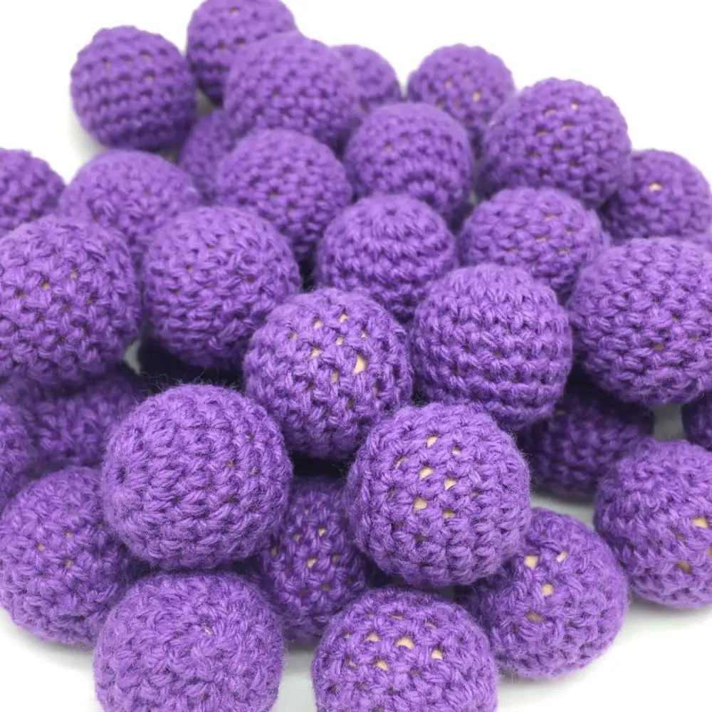 Purple Passion 20 шт 16 мм Красочные вязаные деревянные бусины высокого качества детские принадлежности для кормления безопасные натуральные нетоксичные бусины для рукоделия - Цвет: Purple Passion
