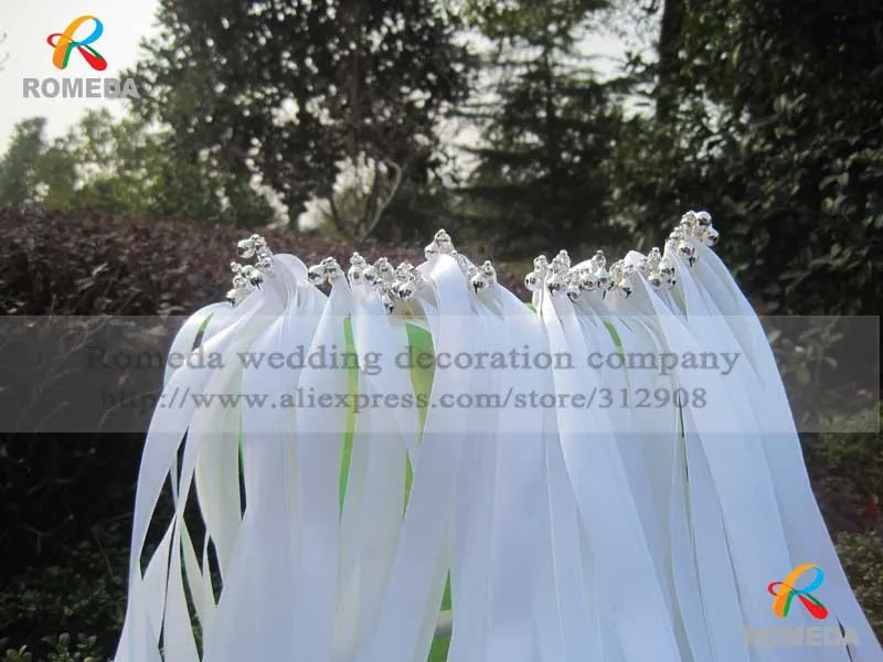 Бесплатная доставка (50 шт./лот) Стильная белая лента свадебные палочки с