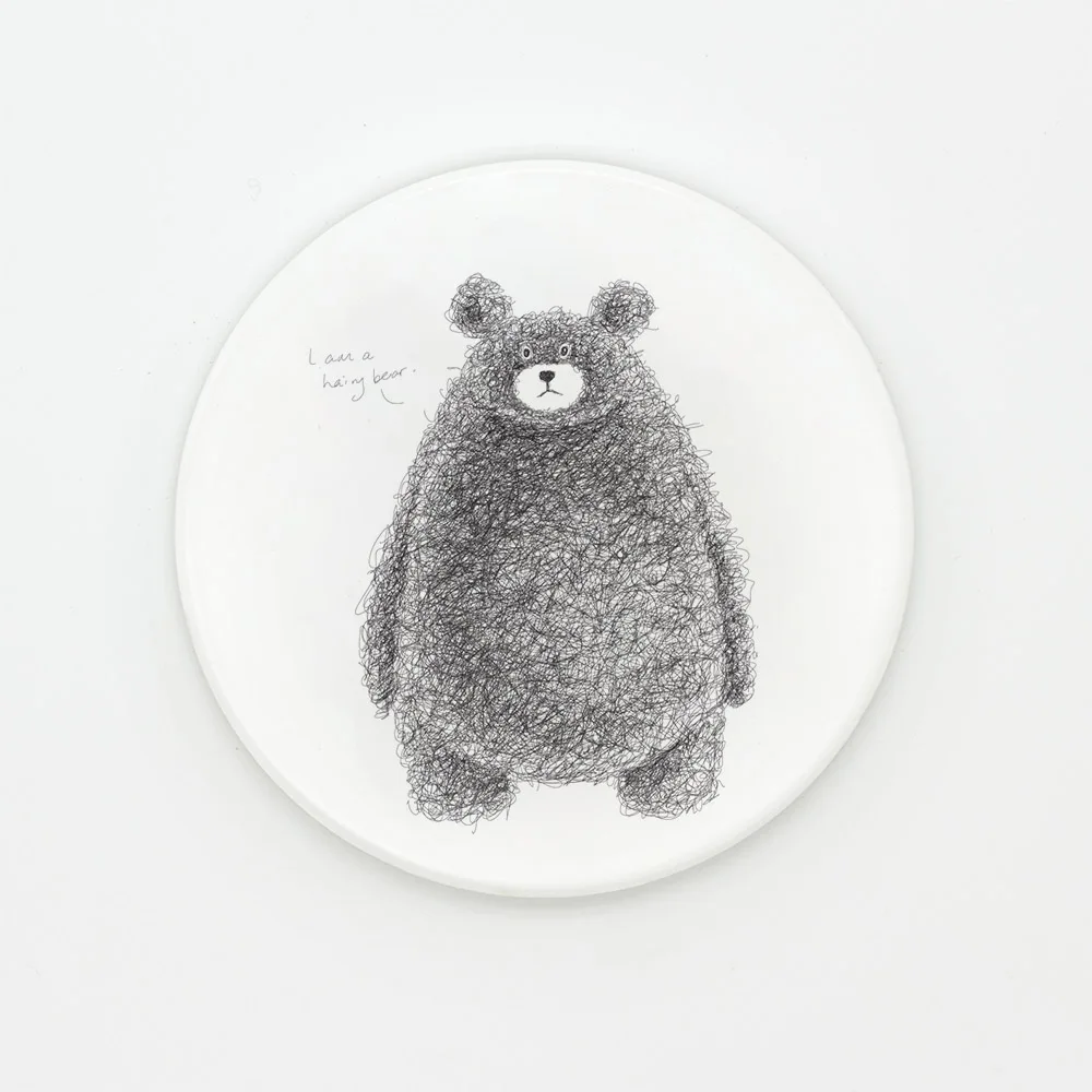 hairy-bear Минималистичный кавайный черный белый животное, керамический медведь, подставки для детей, подарок, креативная домашняя чашка для кофе, кухонный дополнительный коврик, напитки - Цвет: hairy-bear