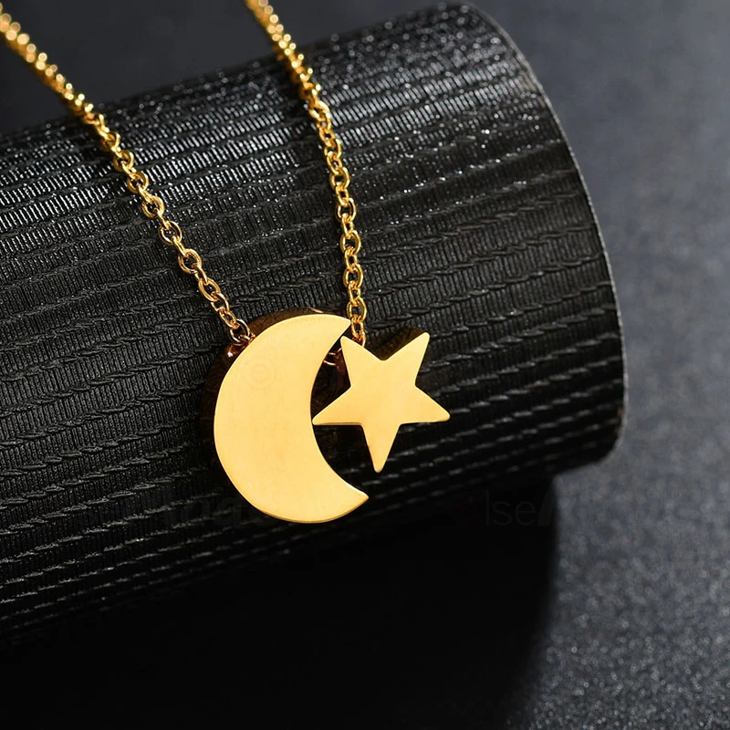 Ожерелье ELSEMODE крошечная звезда луна подвеска золото серебро цвет титановая