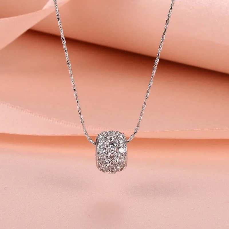 white bead no chain OMHXFC,, Европейская мода, хит, для женщин, девушек, для вечеринки, дня рождения, свадьбы, подарочная бусина, AAA циркон, 18 К, белое золото, подвеска, шарм, EP38 - Цвет камня: white bead no chain