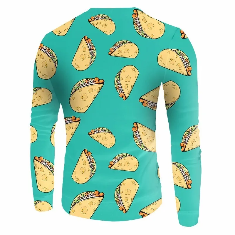 Повседневные свободные пуловеры OGKB 2018 г. с забавным принтом гамбургеров