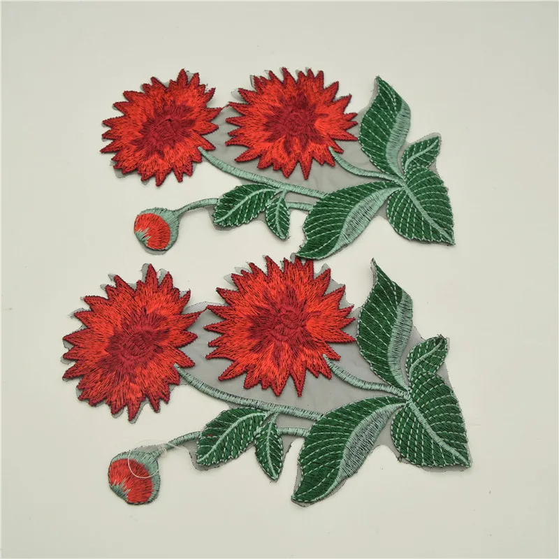 10 шт. красный кружева вышитые венеция африка нигерия цветок патчи для diy одежда