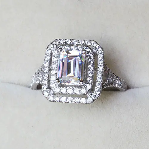 Choucong модное ювелирное изделие CZ принцесса два ряда имитация камней белое золото