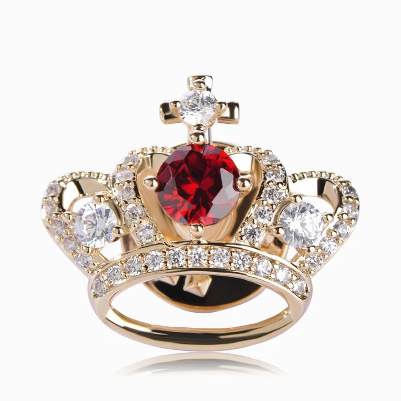 Европа Корона Броши Для Женщин Циркон Медь Человек Воротник Клипы Пиджак Spille