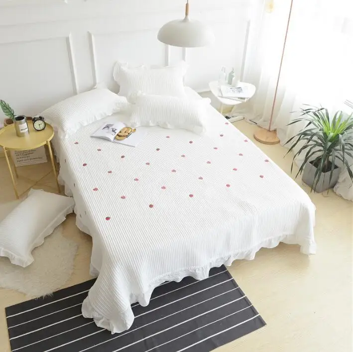 

High-quality quilted cotton bedspread coverlet, washed cotton summer comforter,solid color bed cover fleece blanket 3 Piece Set