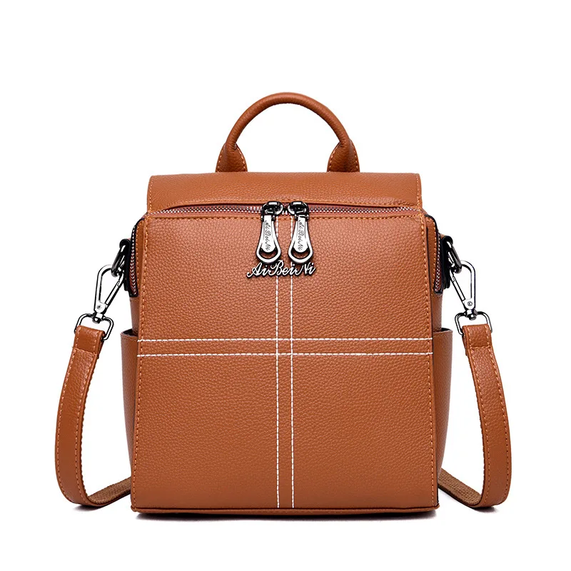 

New Multifunctional Women's Backpacks Students School Tote Bag Fashion Genuine Leather Shoulder Bags For Women Travel Bag