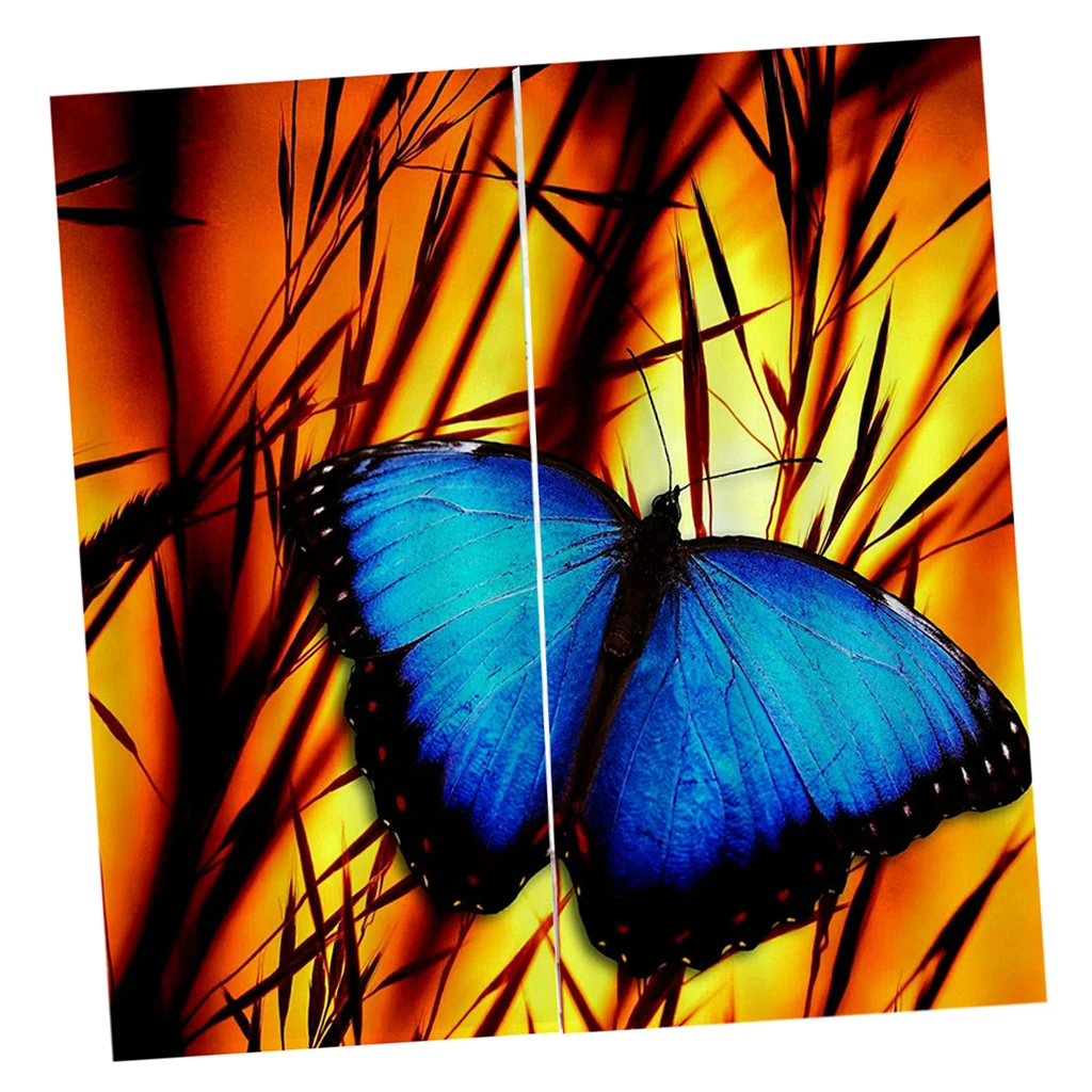 Blue Butterfly 2 панели 3D печать оконная занавеска Животные Печать затемняющие занавески s Затемняющая драпировка с крючками для занавесок и кольцами - Цвет: Blue Butterfly