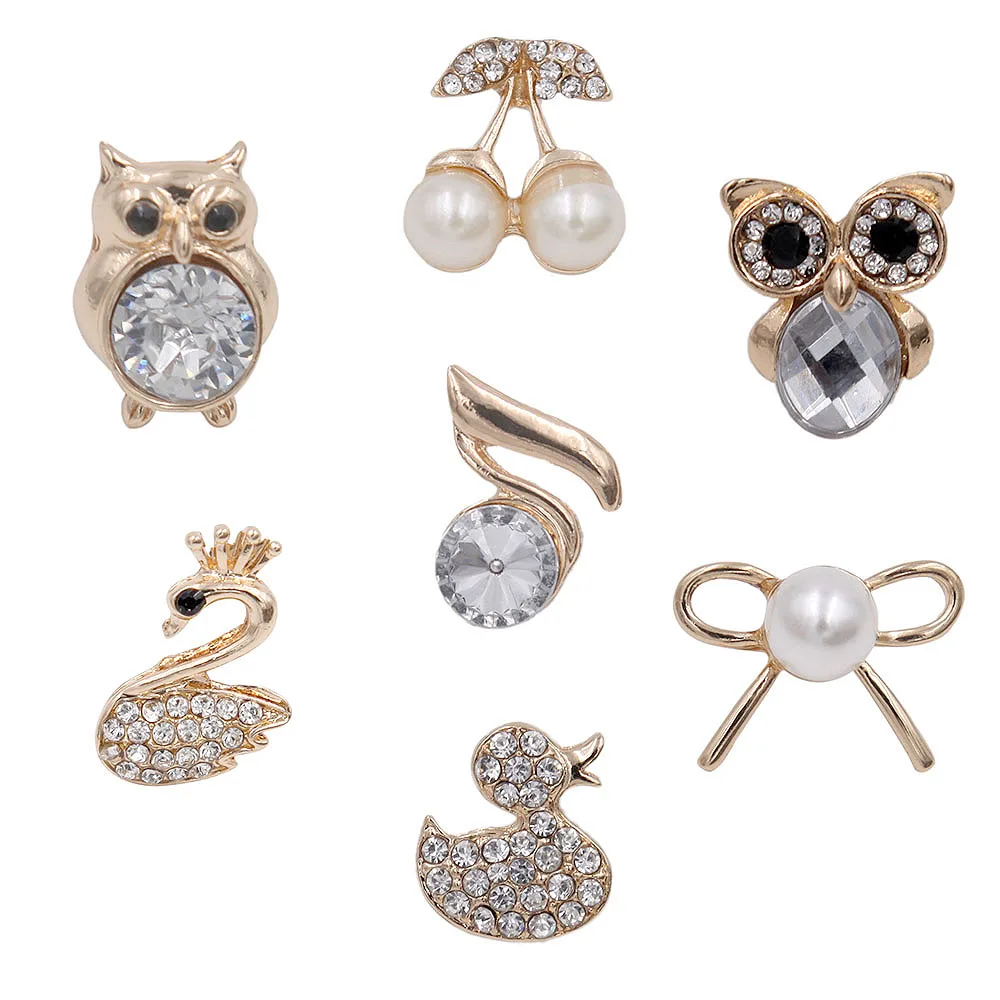 Очаровательная Хрустальная брошь в виде совы со стразами жемчужная вишня бант