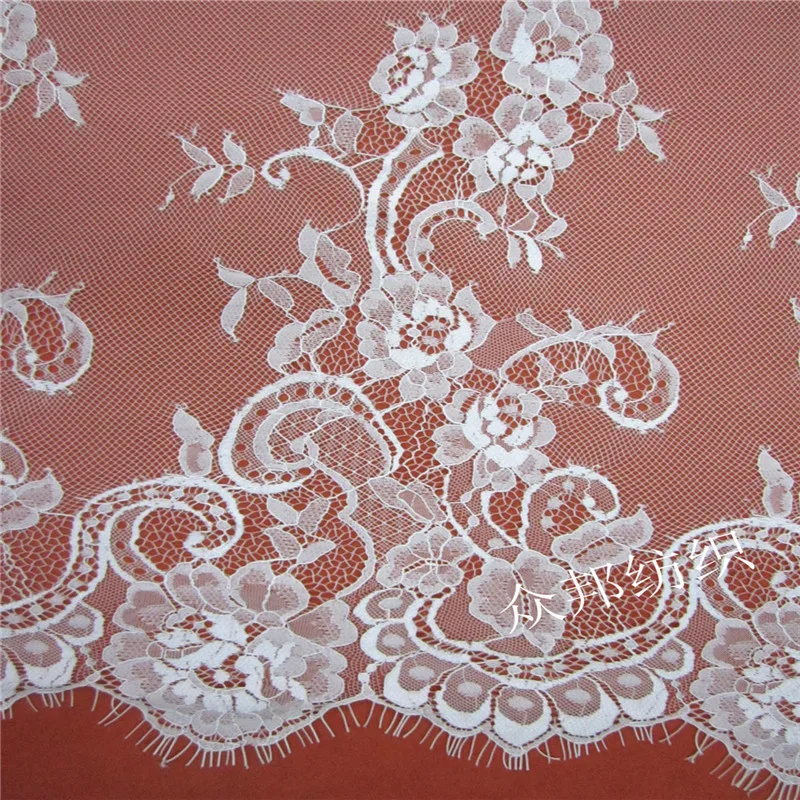 

3yards/ lot Eyelash Lace width150cm DIY Decorative High Quality Soft Off black Nylon Eyelash Lace Trim Wedding Dress Fabric