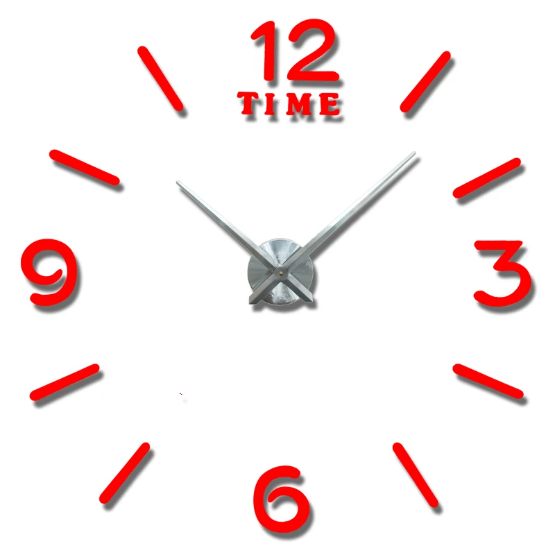 wall clock red Светящиеся Настенные часы большие люминесцентные часы Horloge 3D DIY акриловые зеркальные наклейки кварцевые Duvar Saat Klock современный mute reloj - Цвет: wall clock red