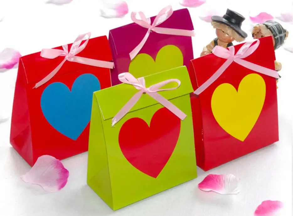 CLASSIC big size colorful heart design wedding/marriage party favor candy box dragee caixa de doces festa bomboniere 50PCS | Дом и сад