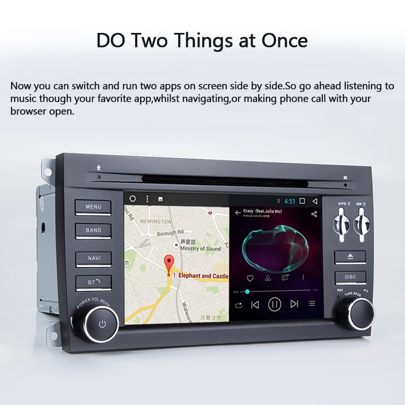 7&quot Android 8.1 Car DVD Multimedia Player For PORSCHE CAYENNE 2003-2010 Quad Core GPS Navigation Bluetooth IPS Wifi OBD2 SWC FM |