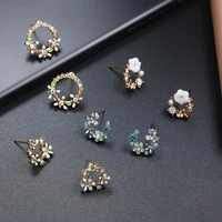 cute korean personality small flower stud earrings for women temperament simple fashion metal female stud earrings