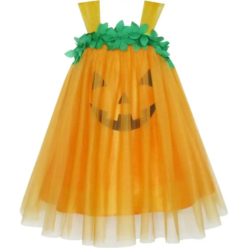 Girls Dress Pumpkin Tulle Party Halloween Costume 2020 Summer Princess Wedding Dresses Clothes Size 3-12 Carnival Vestidos | Детская