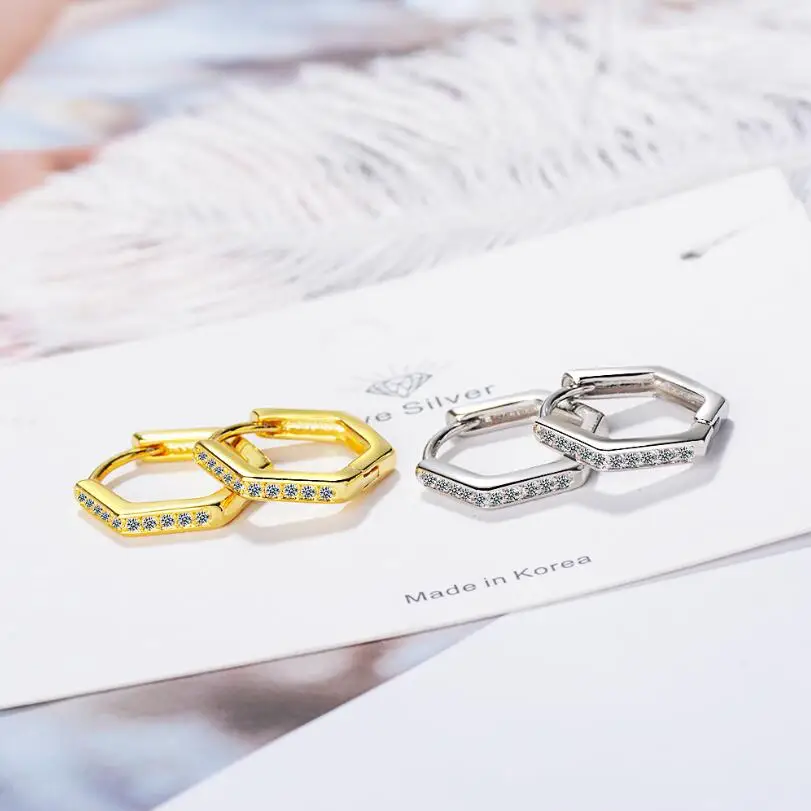 New Pentagon Zircon Geometric Earrings For Women Men Trend Creative Jewelry Party Gift Oorbellen SAE184 | Украшения и аксессуары