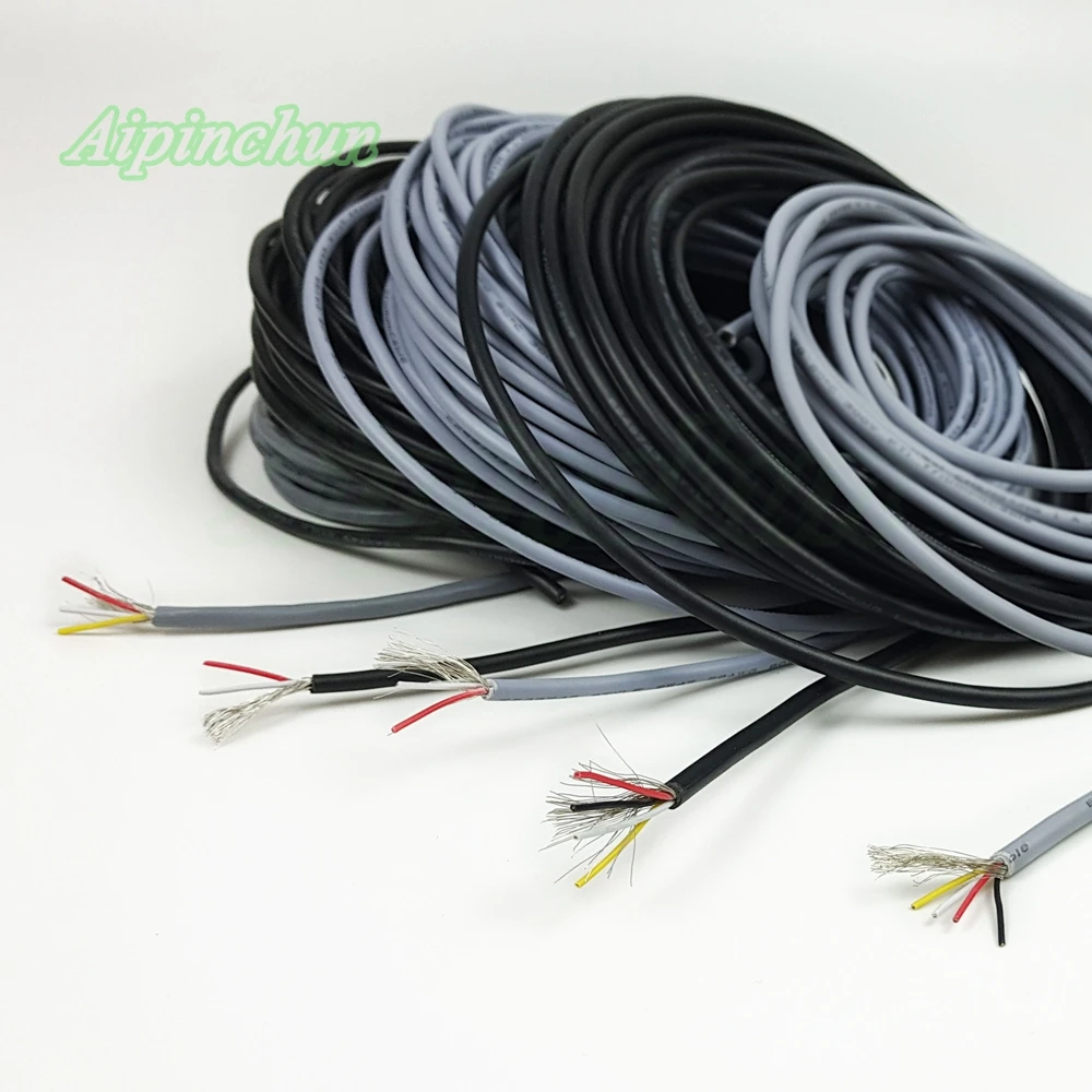 Aipinchun 5 метров 16.4ft 2 3 4 5 Core экранированный провод UL 2547 28AWG 2,1 канал аудио линия сигнальный кабель щит провод для усилителя