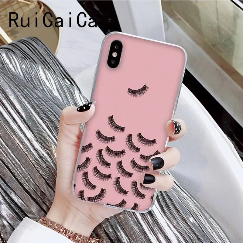 Модные ресницы RuiCaiCa красивая девушка Новый чехол для телефона iPhone 8 7 6 6S Plus X XS MAX 5 5S
