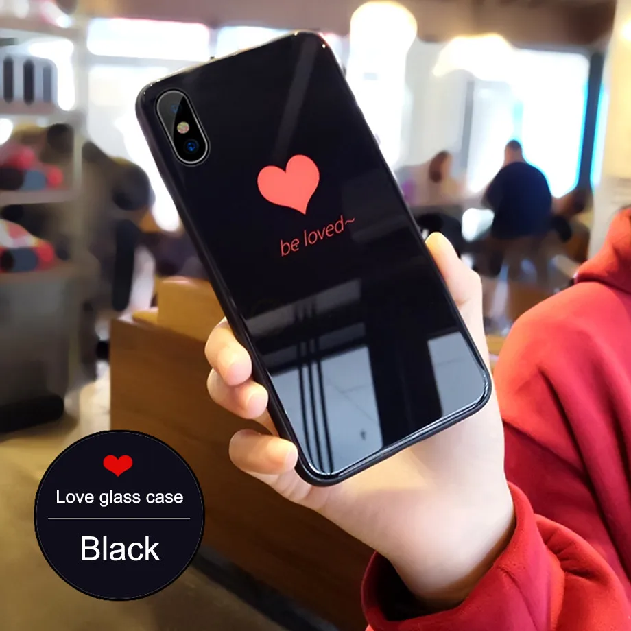 Противоударный чехол ANXM Be Love из закаленного стекла для iphone X 6 6s 6plus 7 7 Plus, глянцевая жесткая задняя крышка для iphone 8 8plus