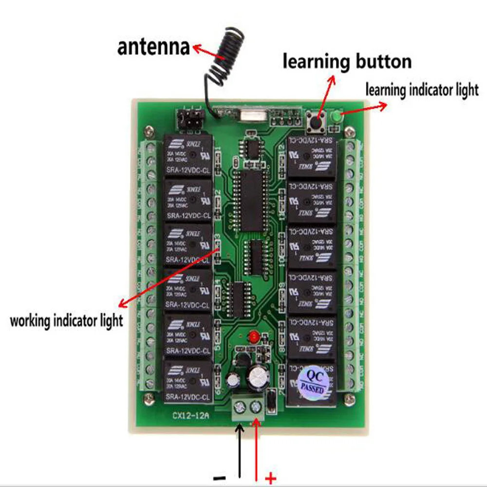 DC 12V 24V 12CH RF беспроводной переключатель системы дистанционного управления