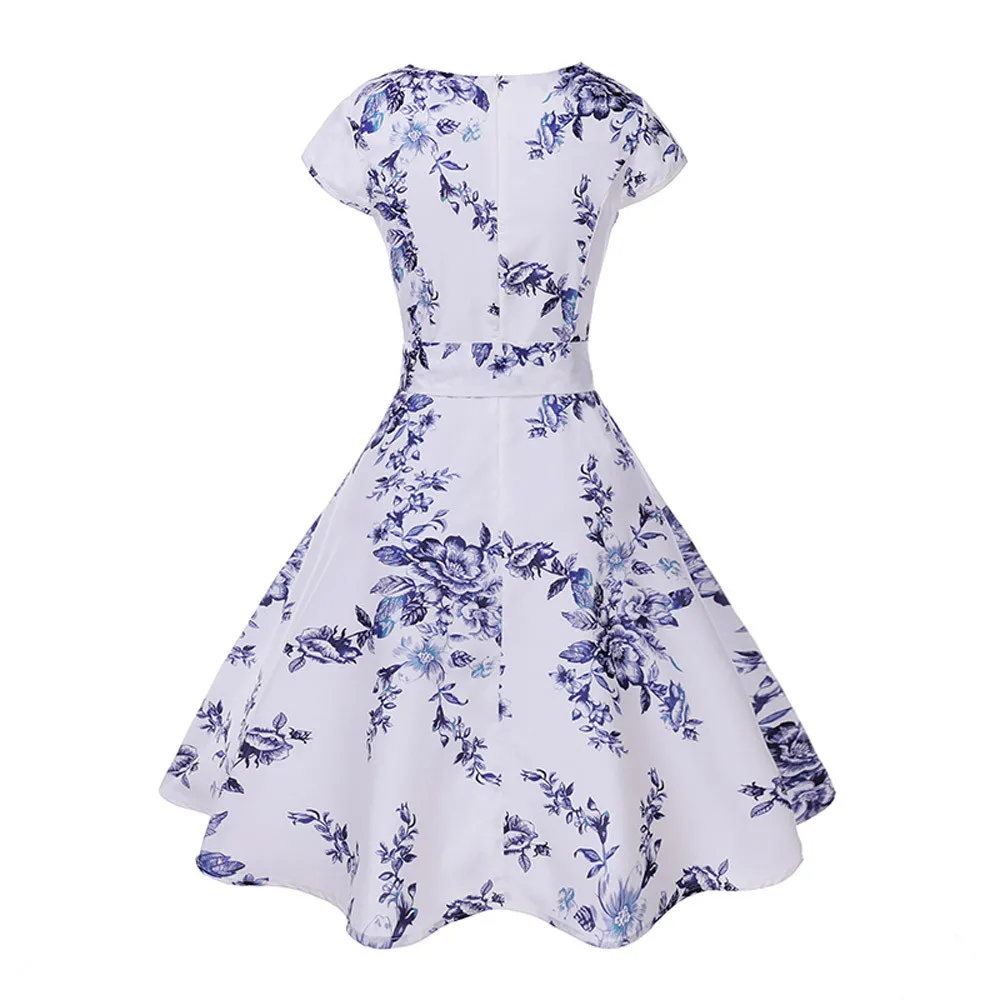Женское винтажное платье с коротким рукавом Повседневные Вечерние