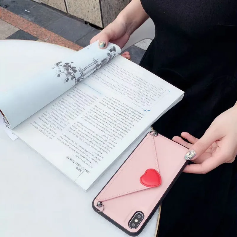 cute card wallet leather phone case Crossbody bag for iphone XS MAX case 11 pro max X XR 6S 7 8 plus s10 plus s8 s9 note8 note9