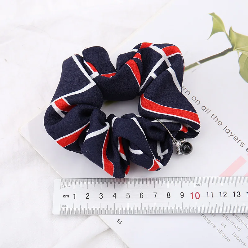 

New arrival Fashion women pretty print Hair bands beads pendant hair scrunchies girl's hair Tie Accessories Ponytail Holder