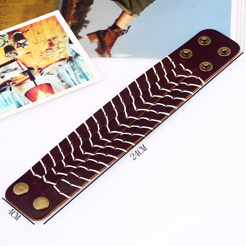 Панк Ретро Настоящая Натуральная Воловья кожа браслет на запястье Веревка