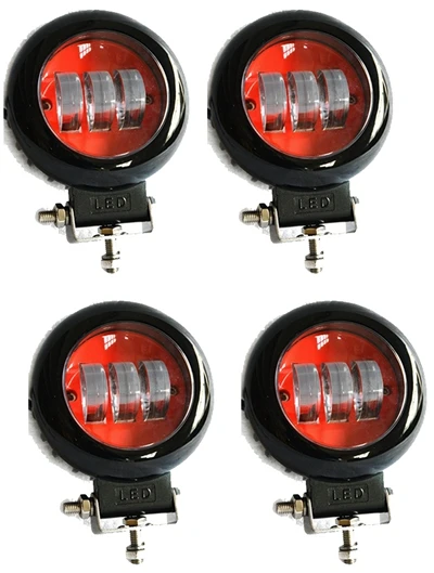 4pcs Red Round Yait 30 Вт квадратный прожектор Светодиодный светильник для автомобиля внедорожный 4x4 ATV тягач внедорожник 30 Вт Светодиодный светильник 12 24 В - Цвет: 4pcs Red Round