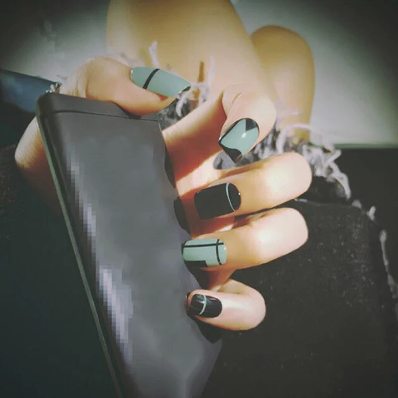 24 шт./компл. модные короткие Типсы для ногтей накладные ногти Нейл Арта, Набор накладных ногтей с клеем полный Чехол накладные ногти для Неил арта украшения для кончиков ногтей маникюр наконечник ярких